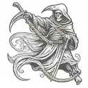 grim reaper with scythe tattoo design idea