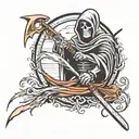 grim reaper with scythe tattoo design idea