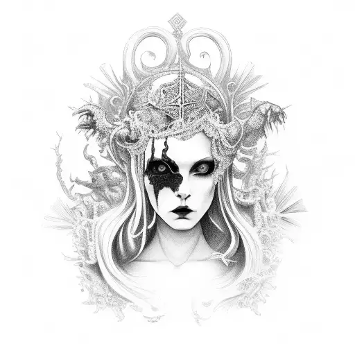 goth renaissance tattoo design idea