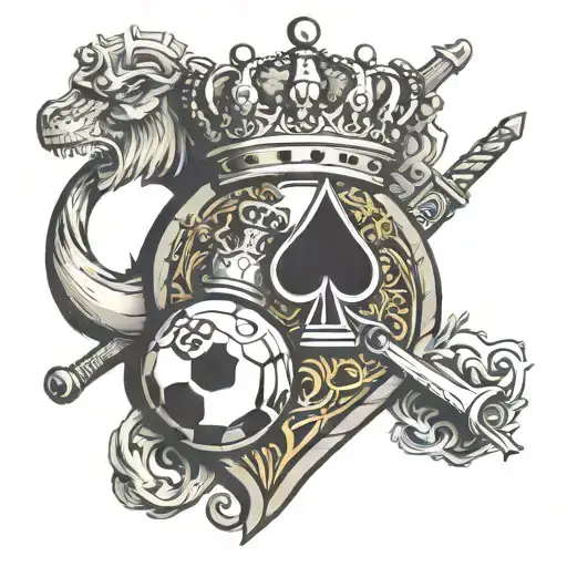 8ball king crown chess piece queen crown cheese piece ace of spade card dice dart board sword anchor nautical  tattoo design idea