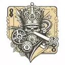 8ball king crown chess piece queen crown cheese piece ace of spade card dice dart board sword anchor nautical  tattoo design idea