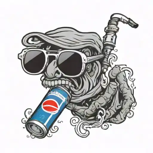 Diet Pepsi can smoking cigarette with sunglasses  tattoo design idea
