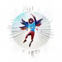 Icarus falling from the sun with his wax wings and feathers melting around him tattoo design idea