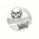 River styx with Charon the ferryman tattoo design idea