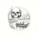 River styx with Charon the ferryman tattoo design idea