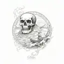 River styx with Charon the ferryman tattoo design idea