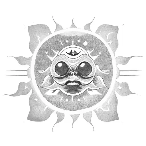 two suns hugging tattoo design idea