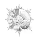 two suns hugging tattoo design idea