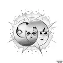 two suns hugging tattoo design idea
