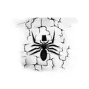 Spiderman hanging upside down from a web, through a brick wall tattoo design idea