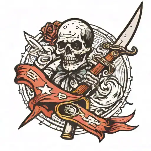 childs corpse impaled on a bayonet tattoo design idea