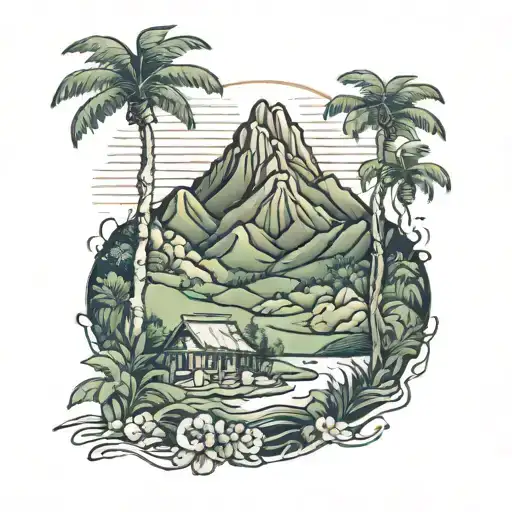 Haiti mountains tattoo design idea