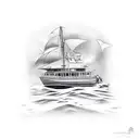 inside of boat by shore tattoo design idea