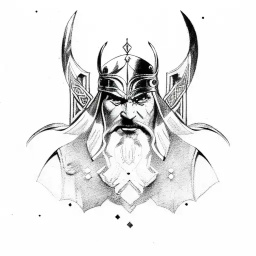Norse, odin, Thor, wolves tattoo design idea