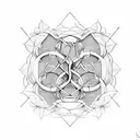 An architectural blueprint of a social work symbol entwined with vines and flowers tattoo design idea