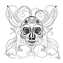 Butterfly skull flowers  tattoo design idea