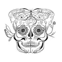 Butterfly skull flowers  tattoo design idea