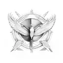 three birds flying above a trex tattoo design idea