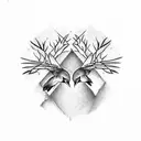 three birds sitting on a branch tattoo design idea