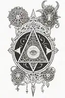 Black ink color / BW Details using mixed runes & sigils that represent: masculine third eye protection abundance Please  tattoo design idea