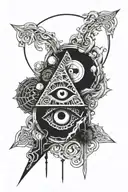 Black ink color / BW Details using mixed runes & sigils that represent: masculine third eye protection abundance Please  tattoo design idea