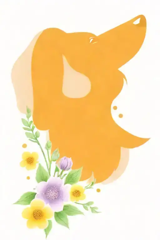 dachshund dog in flowers tattoo design idea