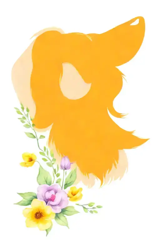 face of a dachshund dog in flowers tattoo design idea