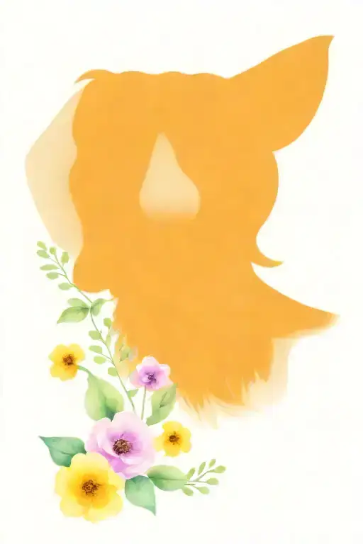 face of a dachshund dog in flowers tattoo design idea