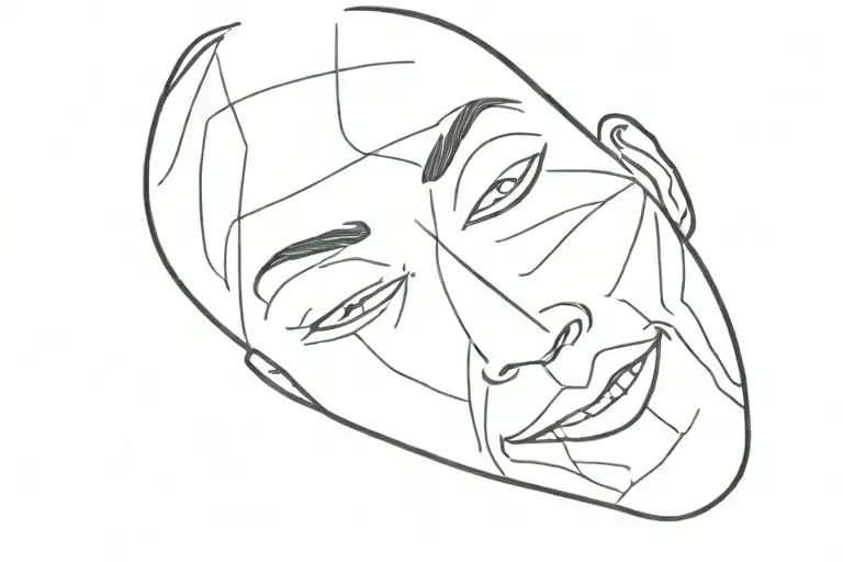 plaster face smiling tattoo design idea