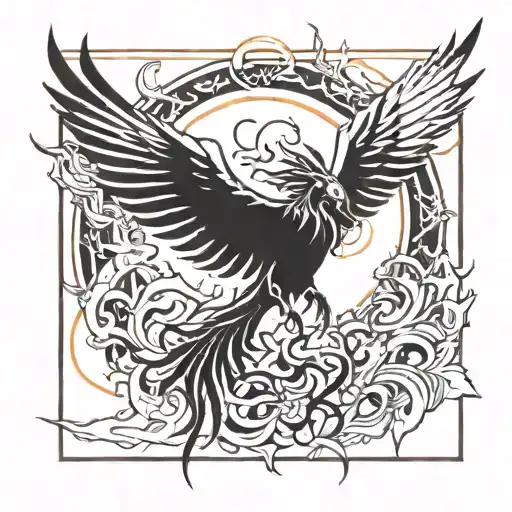 phoenix girl rising from a spark of flame tattoo design idea