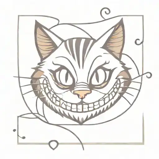 Cheshire cat smiling, chessboard surrounded tattoo design idea