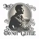A silhouette of a man standing defiantly against a setting sun, with the words 'do not go gentle into that good night' incorporated into the design tattoo design idea