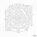 A series of interconnected geometric shapes forming a labyrinth, with the words 'do not go gentle into that good night' hidden within the design tattoo design idea