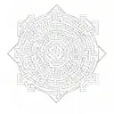 A series of interconnected geometric shapes forming a labyrinth, with the words 'do not go gentle into that good night' hidden within the design tattoo design idea