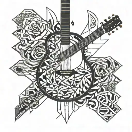 dad memorial guitar tattoo design idea