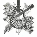 dad memorial guitar tattoo design idea