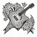 dad memorial guitar tattoo design idea