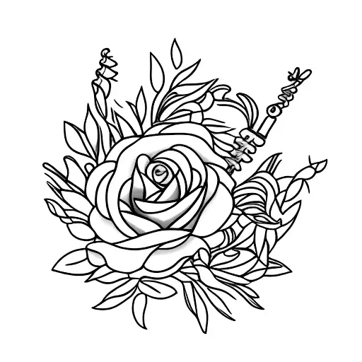 Jasmin flower in the back of the neck with a stem of "1709" in morse code going down the spine tattoo design idea