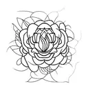 a symmetrical line art jasmin flower with a long stem down the middle going down tattoo design idea