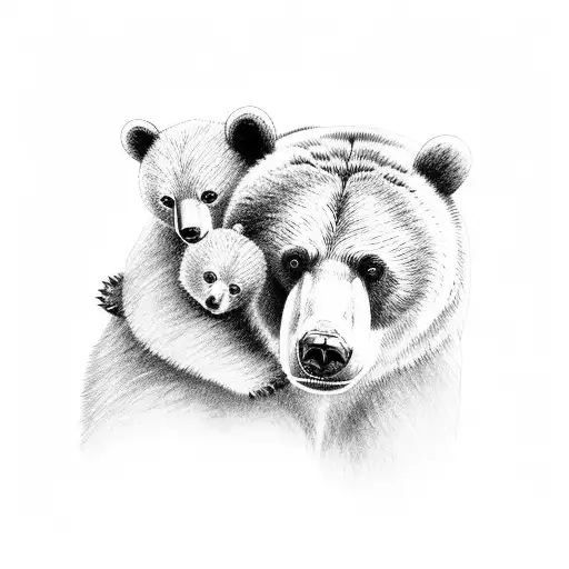 bear with 2 cubs tattoo design idea