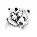 bear with 2 cubs tattoo design idea