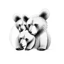 bear with 2 cubs tattoo design idea