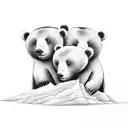 bear with 2 cubs tattoo design idea