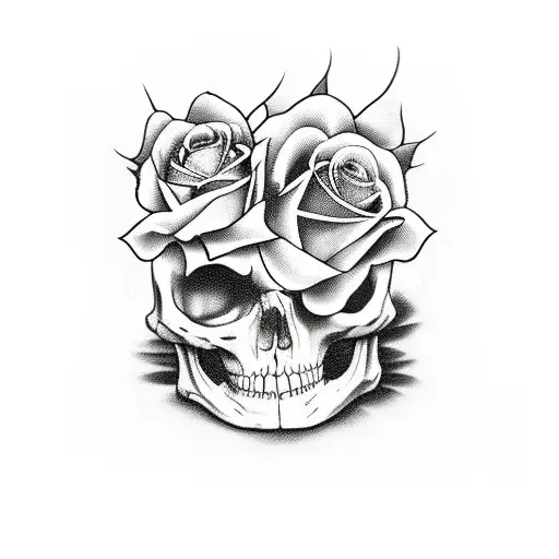 coffin with skeletons and roses  tattoo design idea
