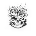 coffin with skeletons and roses  tattoo design idea