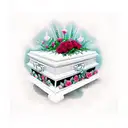 coffin with skeletons and roses  tattoo design idea