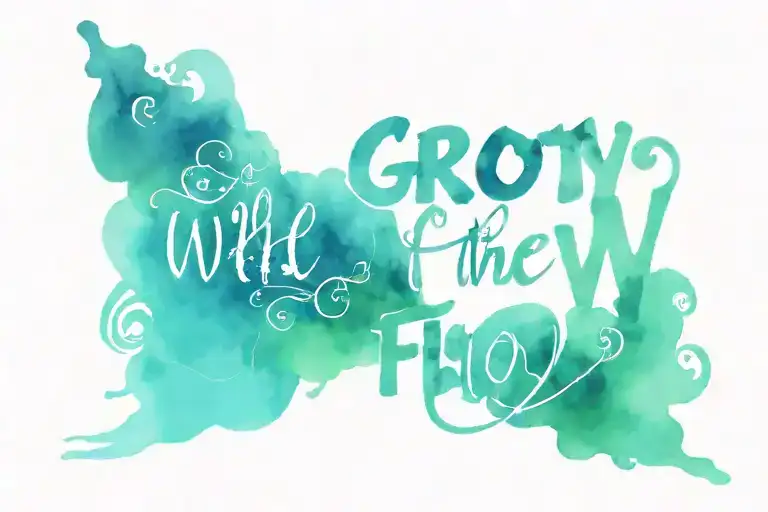 'go with the flow' text groovy font tattoo design idea