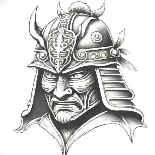 Samurai warrior mask tattoo design idea