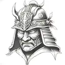 Samurai warrior mask tattoo design idea