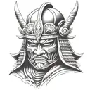 Samurai warrior mask tattoo design idea